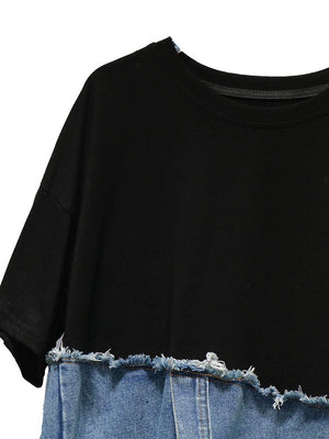 Black and Blue Oversized Casual T-shirt Women's