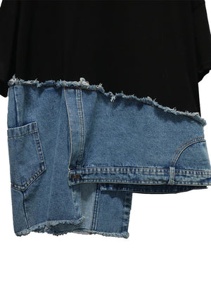 Black and Blue Oversized Casual T-shirt Women's
