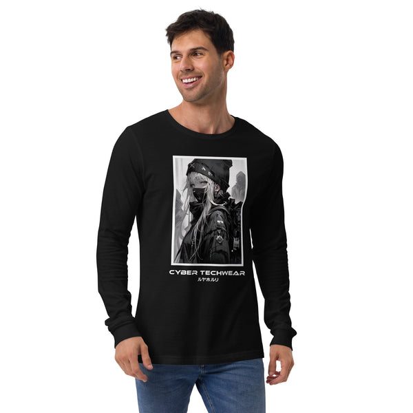 Black And White Long Sleeve Graphic Tee