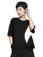 Black And White Short Sleeve T Shirt Women
