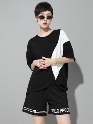 Black And White Short Sleeve T Shirt Women