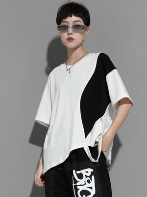 Black And White Short Sleeve T Shirt Women