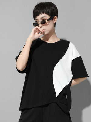 Black And White Short Sleeve T Shirt Women