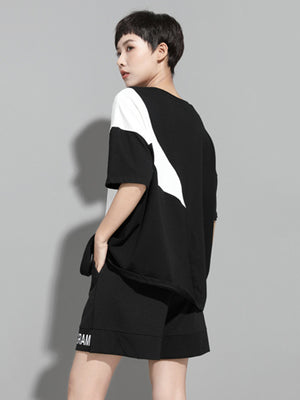 Black And White Short Sleeve T Shirt Women