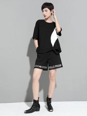 Black And White Short Sleeve T Shirt Women
