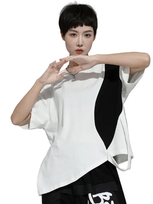 Black And White Short Sleeve T Shirt Women