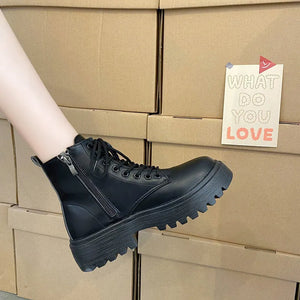Black Ankle Boots Lace Up