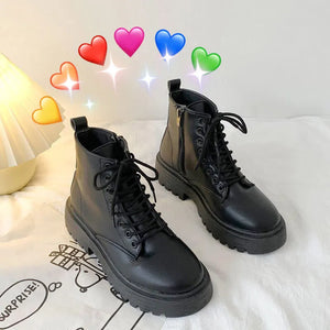 Black Ankle Boots Lace Up