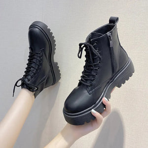Black Ankle Boots Lace Up