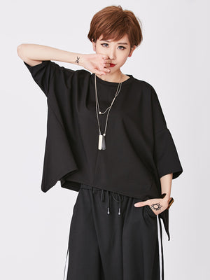 Black Back Zipper T-shirt Women