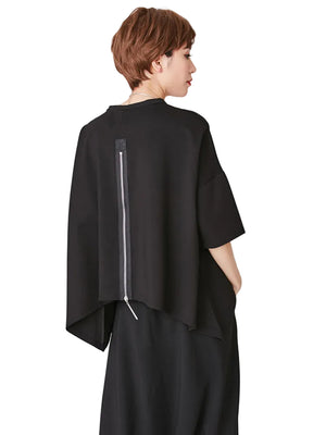 Black Back Zipper T-shirt Women