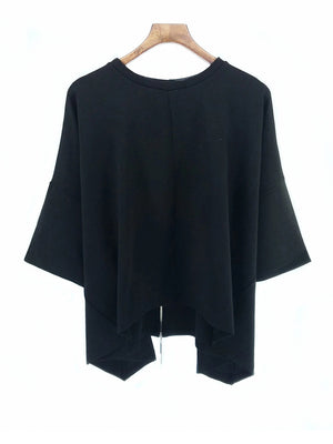 Black Back Zipper T-shirt Women