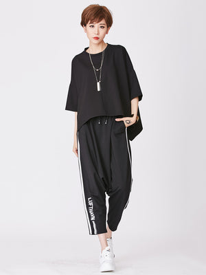 Black Back Zipper T-shirt Women