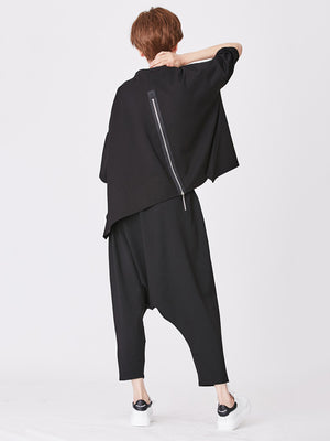 Black Back Zipper T-shirt Women