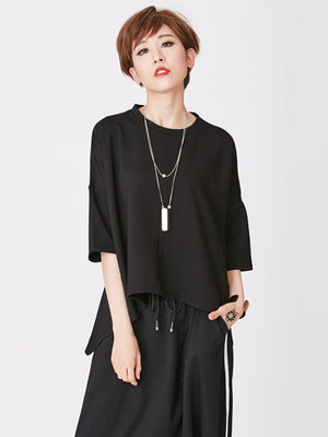 Black Back Zipper T-shirt Women