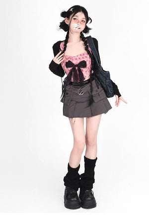 Black Cargo Denim Skirt