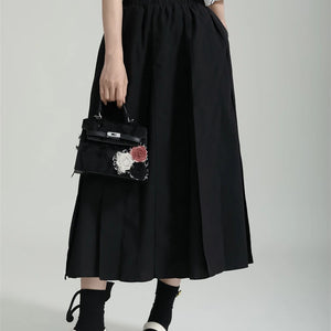 Black Cargo Long Skirt