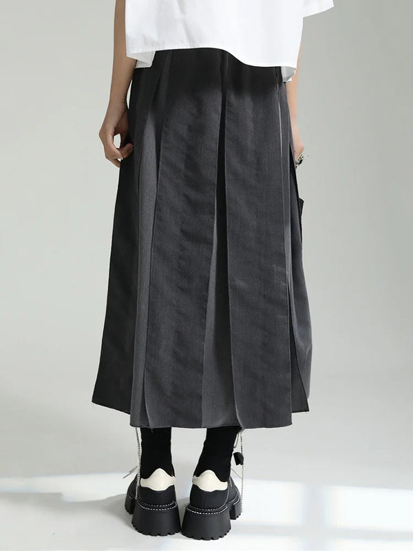 Black Cargo Long Skirt