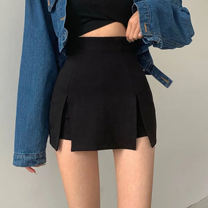 Black Cargo Mini Skirt