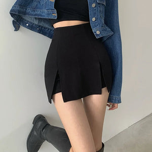 Black Cargo Mini Skirt