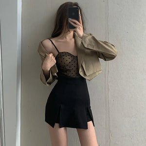 Black Cargo Mini Skirt