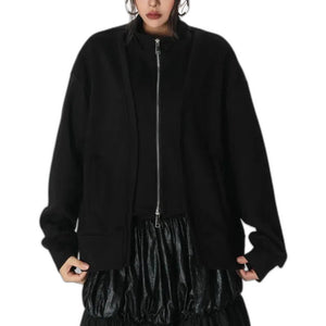 Black Casual Jacket Women's - product view on white background