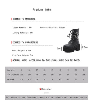 Black Chunky Chain Lace Up Boots