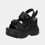 Schwarze Chunky Heel Sandalen