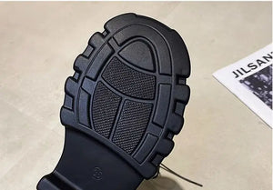 Black Chunky Lace Up Boots Womens