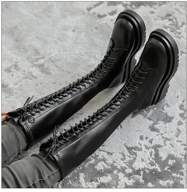 Black Chunky Lace Up Boots
