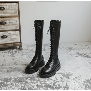 Black Chunky Lace Up Boots