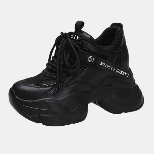 Black Chunky Mesh Platform Sneakers Cyber Techwear US 4.5 EU 34