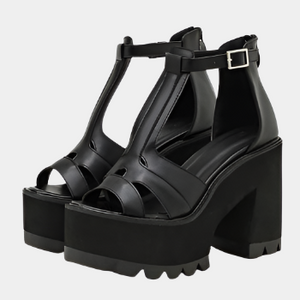 Black Chunky Platform Sandals