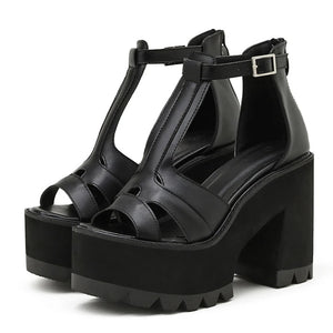 Black Chunky Platform Sandals