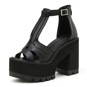 Black Chunky Platform Sandals
