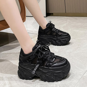 Black Chunky Platform Sneakers