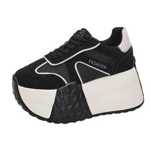 Black Chunky Platform Women Sneakers