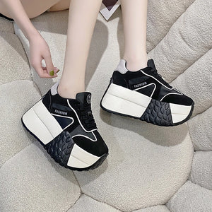 Black Chunky Platform Women Sneakers