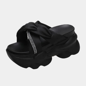 Black Chunky Sandals Leather