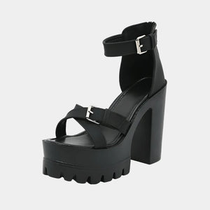 Black Chunky Strap Sandals