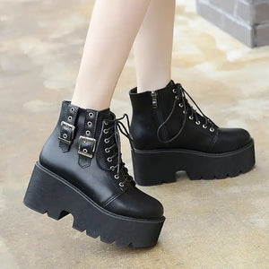 Black Combat Boots Lace Up