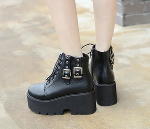 Black Combat Boots Lace Up