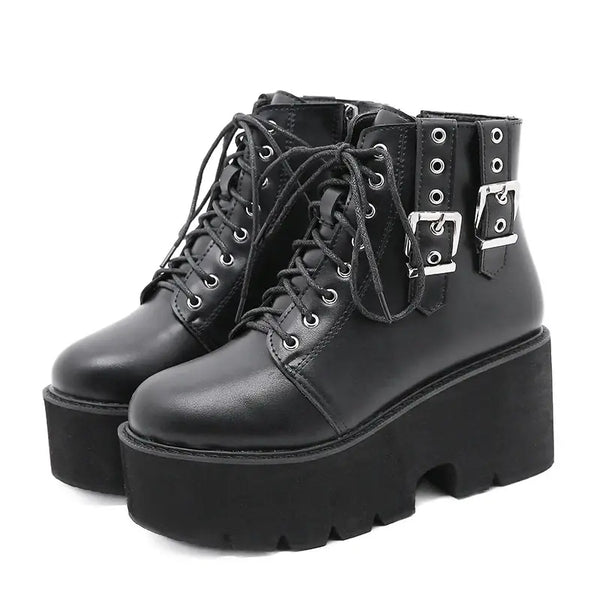 Black Combat Boots Lace Up