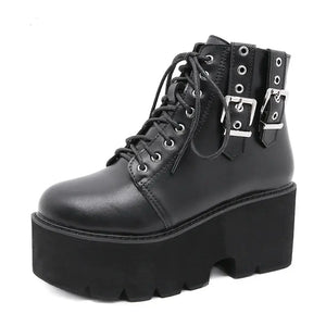 Black Combat Boots Lace Up