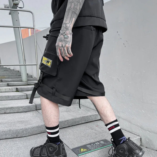 Black Cotton Cargo Shorts