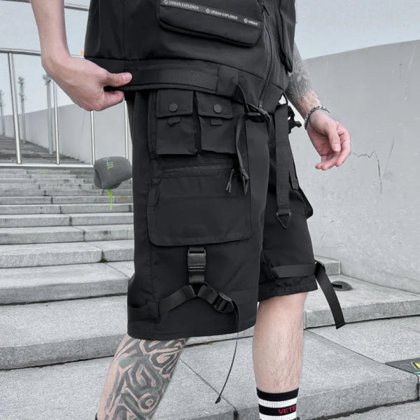 Black Cotton Cargo Shorts