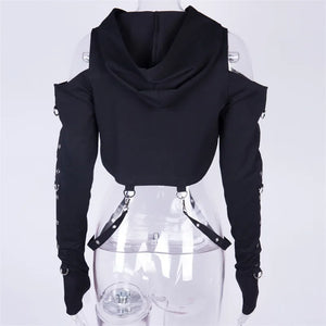 Black Crop Top Hoodie