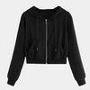 Black Crop Zip Hoodie