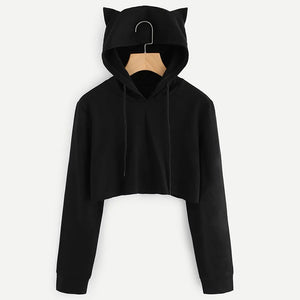 Black Cropped Hoodie