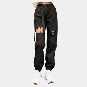 Black Cut Out Cargo Pants